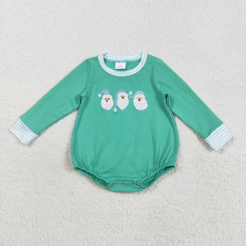 Sibling Baby Girls  Embroidery Santa Long Sleeve Outfit Romper