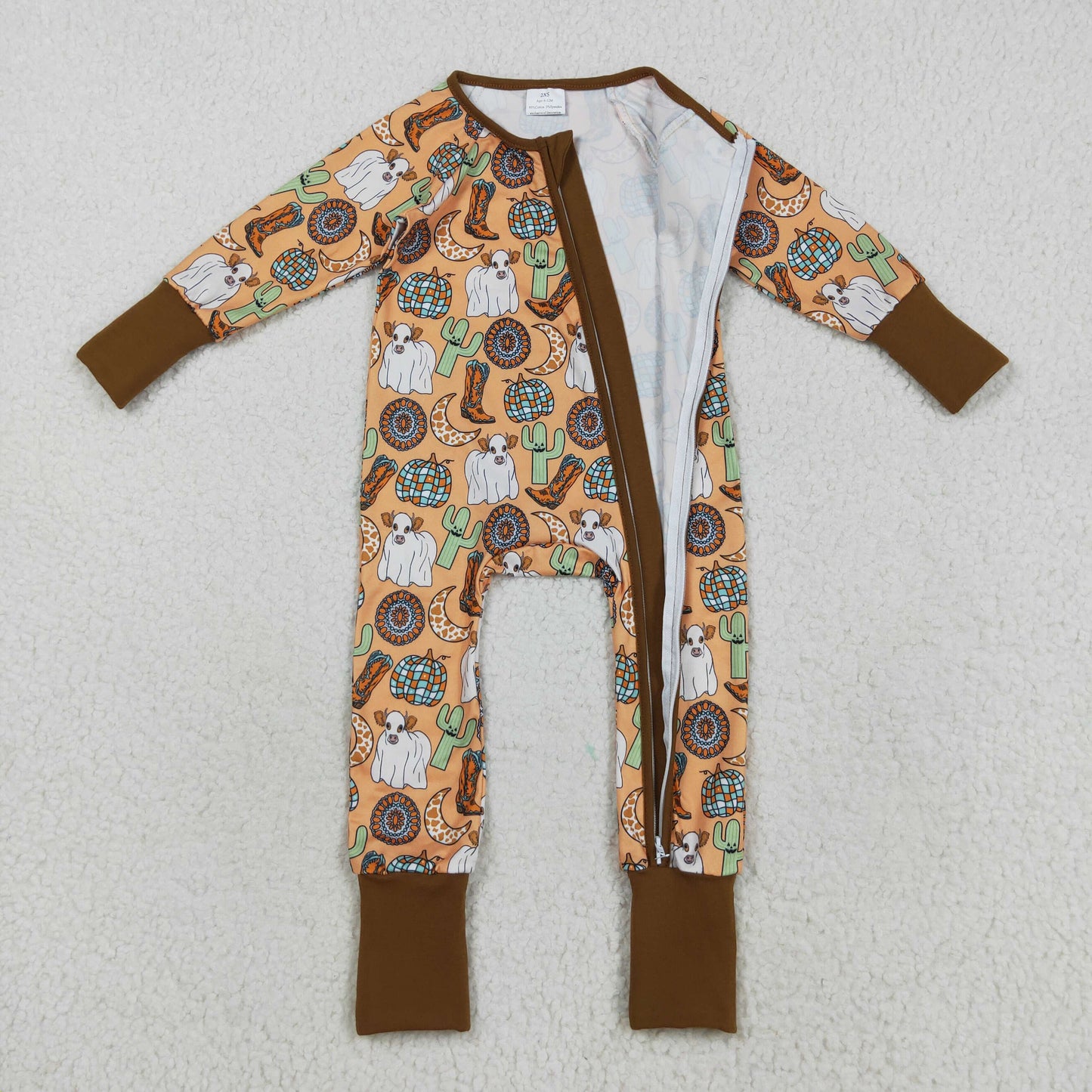 Sibling Baby Kids Hats Boots Horses Cows Western Two Way Zip Convertible Rompers