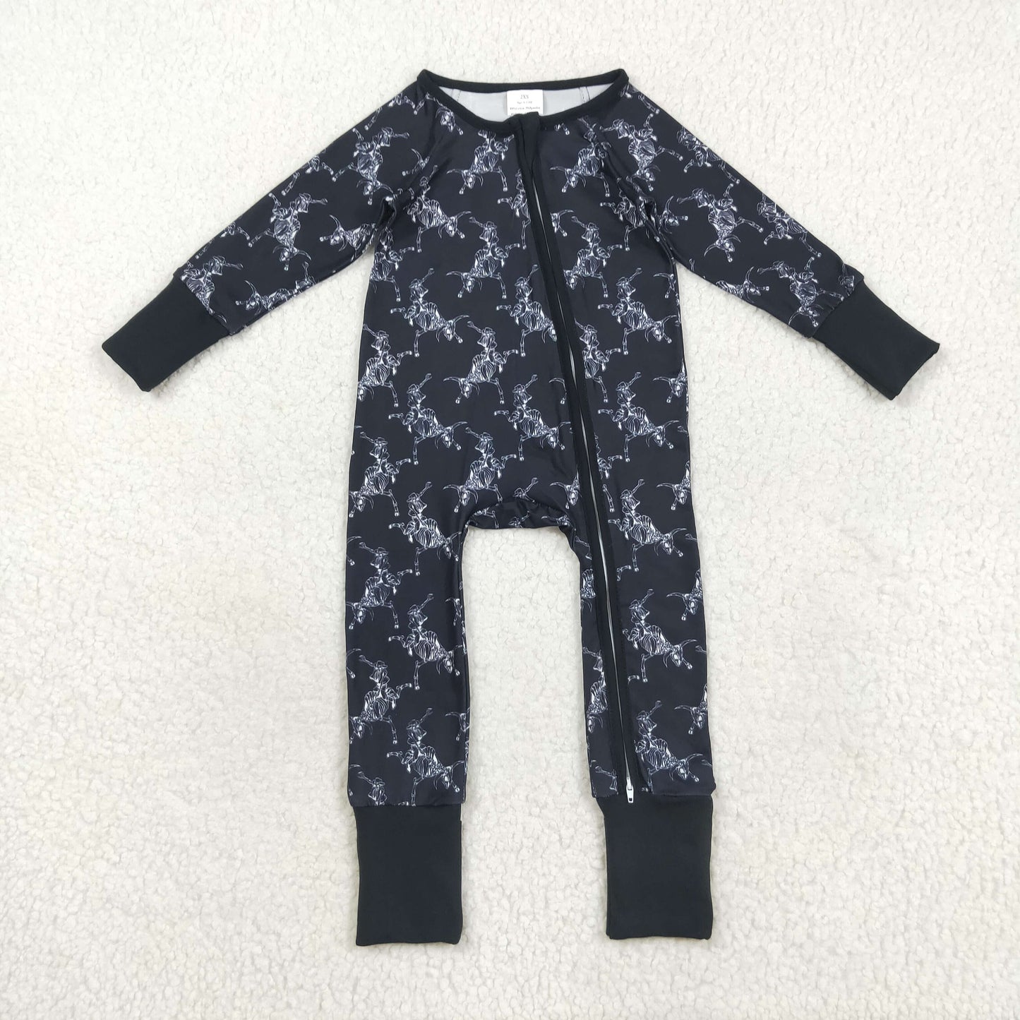 Sibling Baby Kids Hats Boots Horses Cows Western Two Way Zip Convertible Rompers