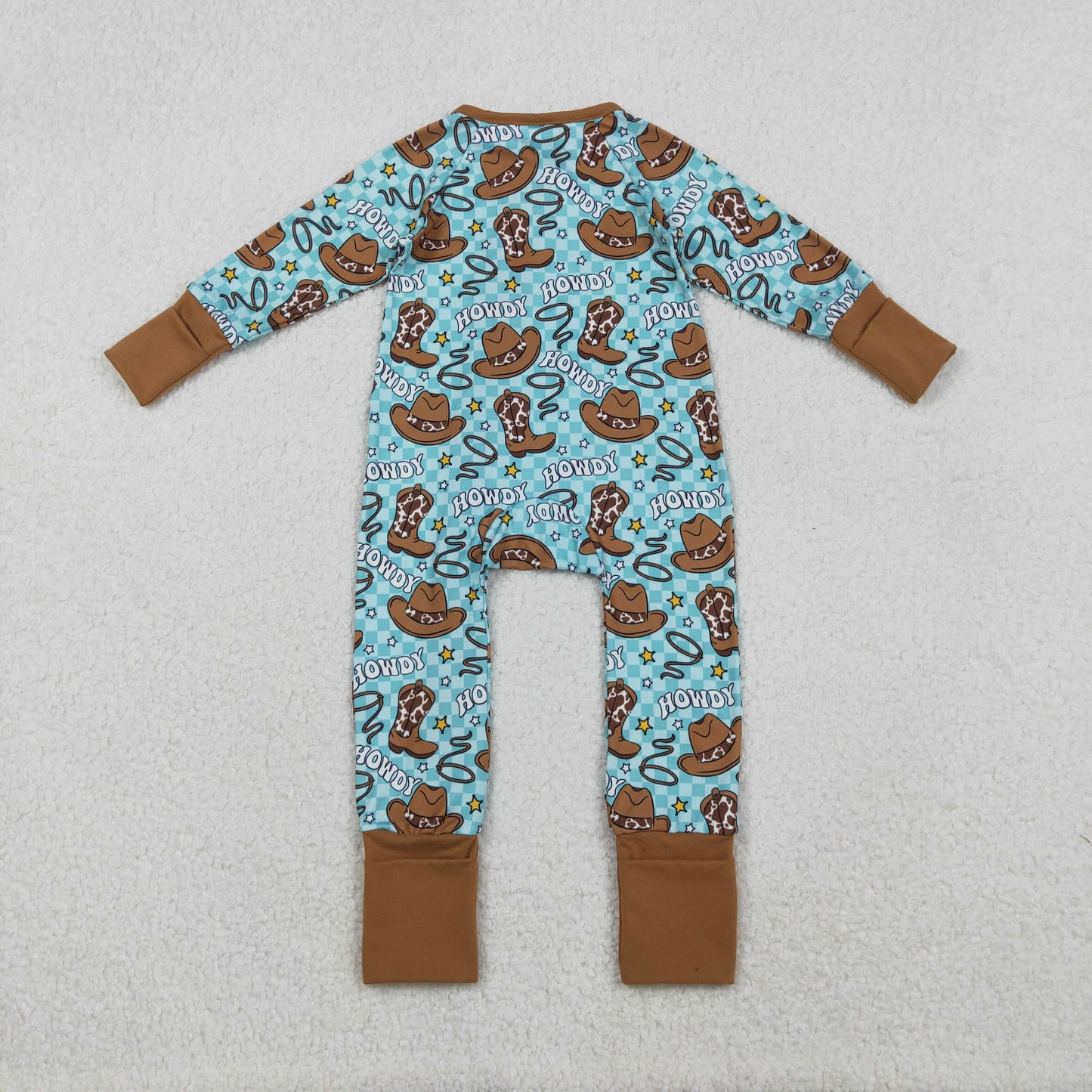 Sibling Baby Kids Hats Boots Horses Cows Western Two Way Zip Convertible Rompers