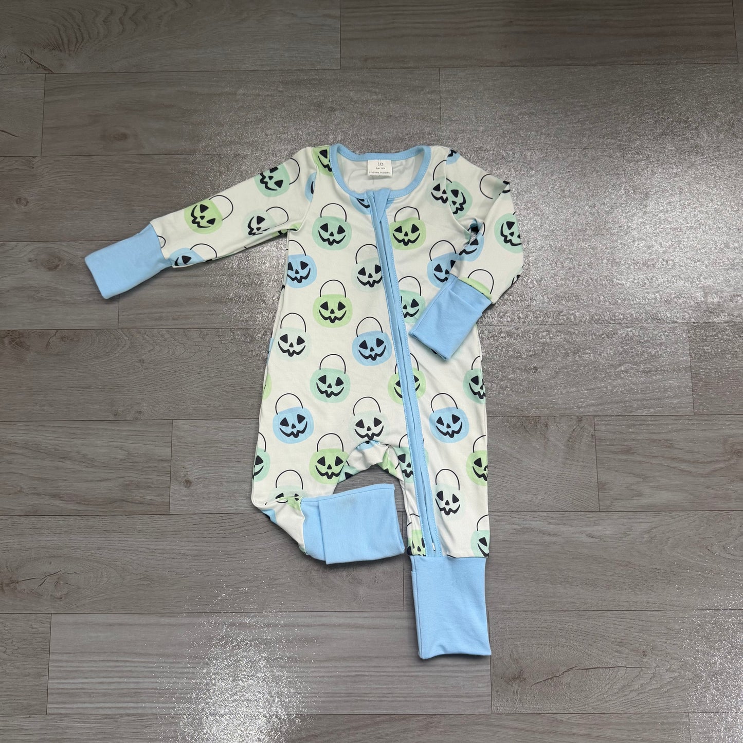 Preorder Baby Boys Halloween Pumpkin Long Sleeve Romper
