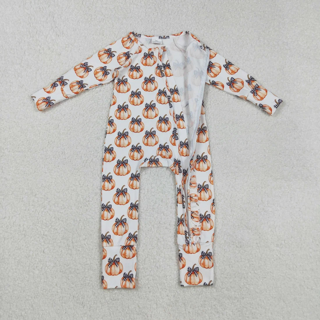 Sibling Baby  Colorful Flowers Pumpkins Fall Two Way Zip Convertible Rompers