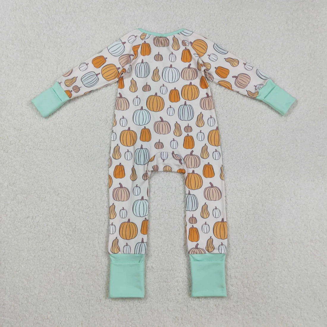 Sibling Baby  Colorful Flowers Pumpkins Fall Two Way Zip Convertible Rompers