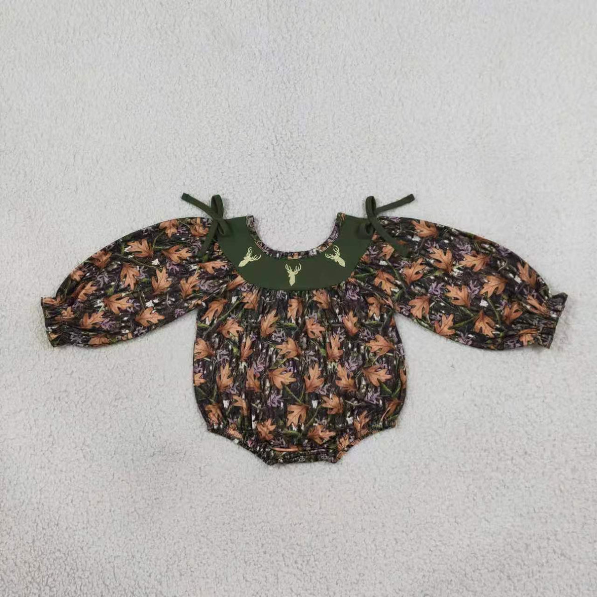 Sibling Baby Girls Boys Embrioidery Deer Camo Long Sleeve Romper