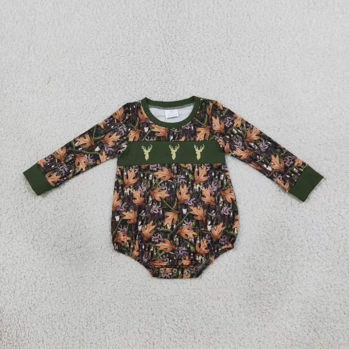 Sibling Baby Girls Boys Embrioidery Deer Camo Long Sleeve Romper