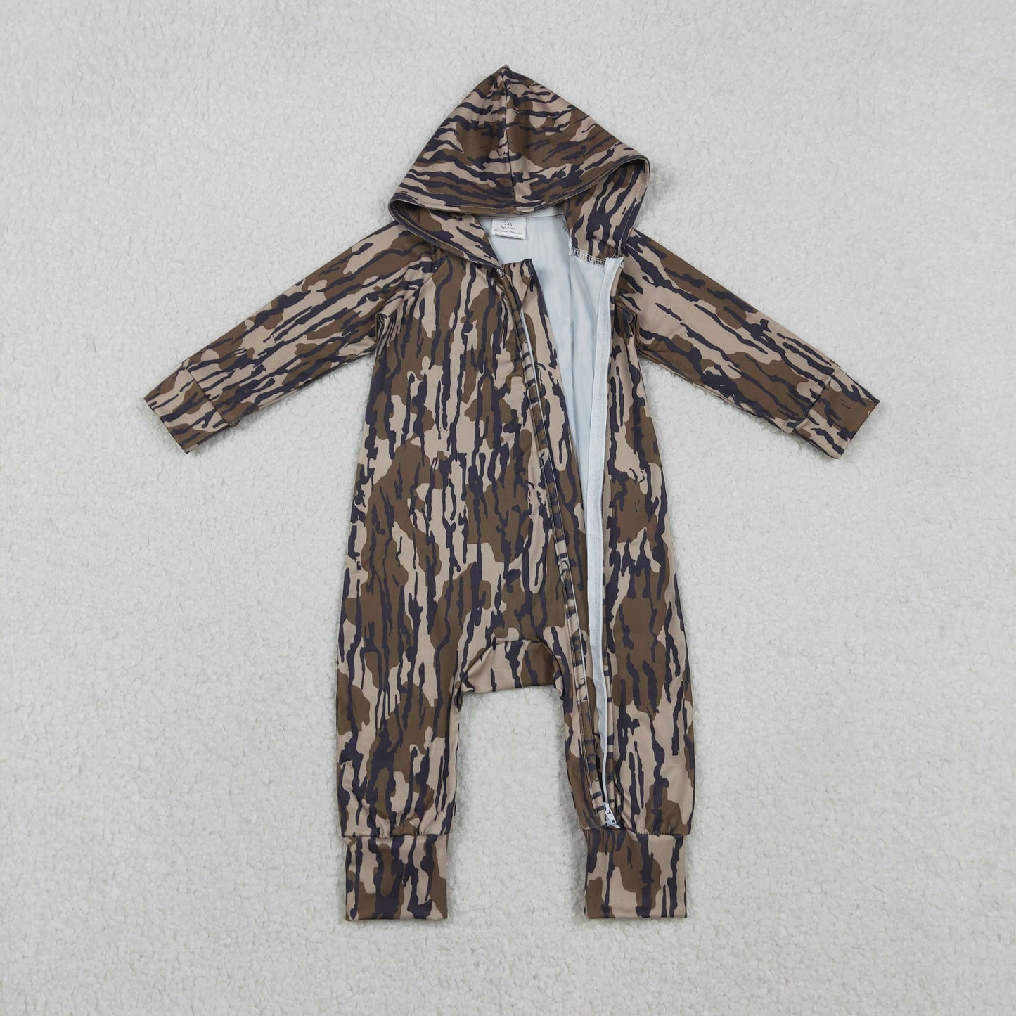 Sibling Baby Boys Hunting Camo Hoodie Zipper Romper