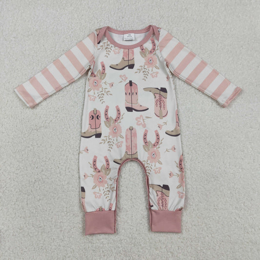 Sibling Baby Boys Girls Western Boots Cactus Flowers Rompers