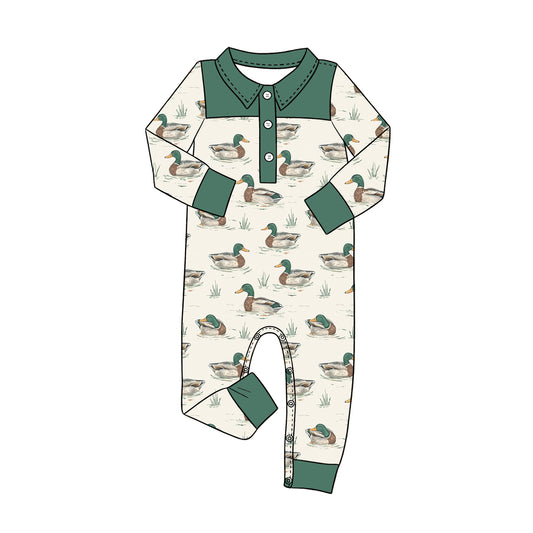 4.16 LR3010 Preorder Duck Print Baby Boys Long Sleeve Romper