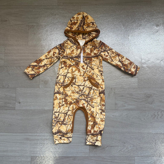 4.22 LR3033 Branch Brown Camo Baby Boys Hoodie Romper