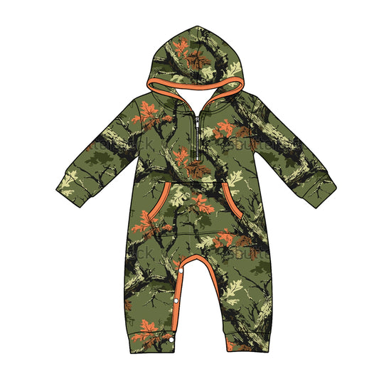 4.22 LR3034 Branch Green Camo Baby Boys Hoodie Romper