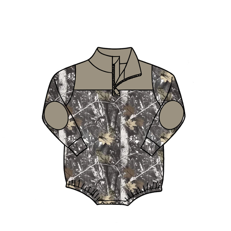 4.27 LR3047 Grey Branch Camo Baby Boys Sweatshirt Zipper Romper Preorder