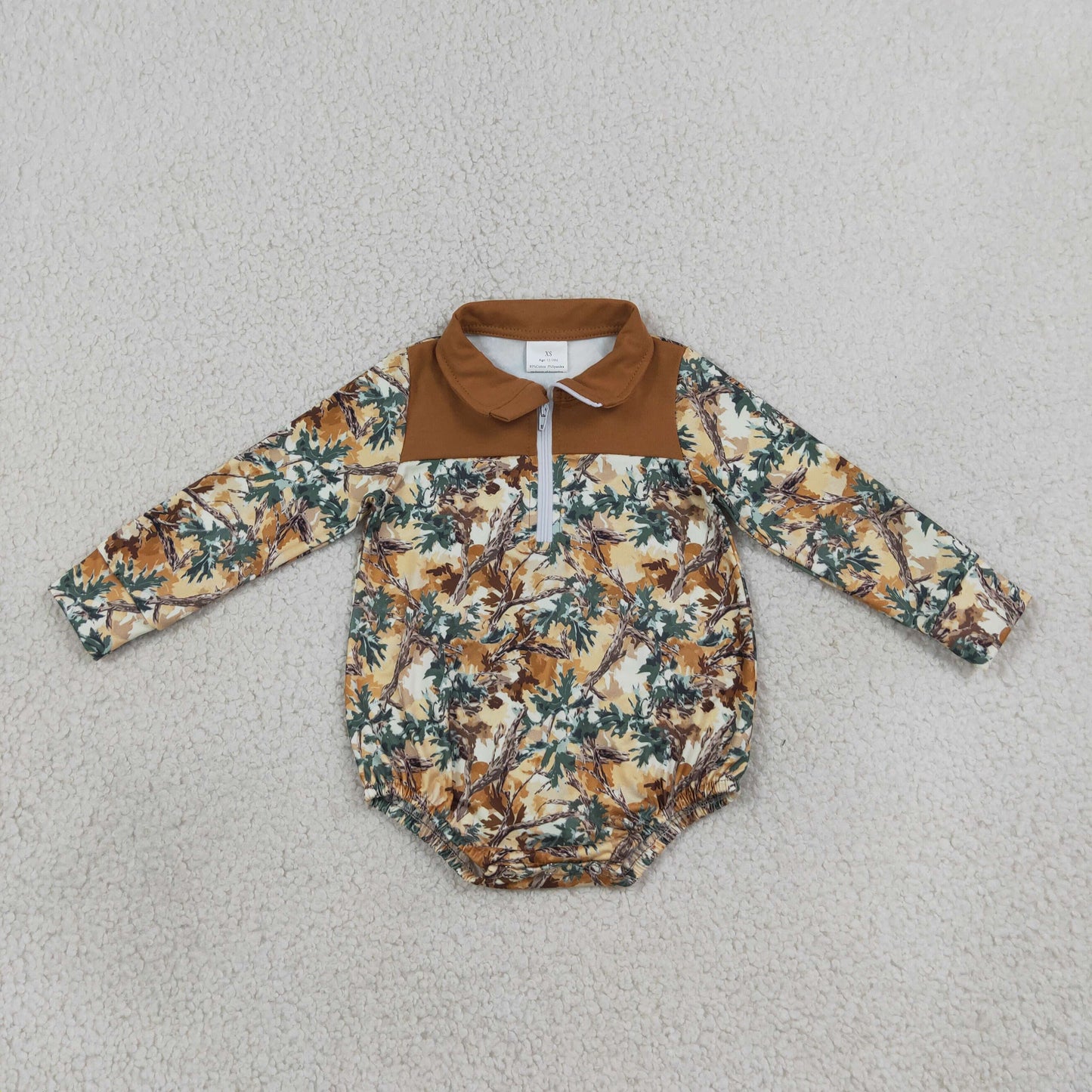 Sibling  Baby Boys Mallard Duck Long Sleeve Zipper Bubble Romper