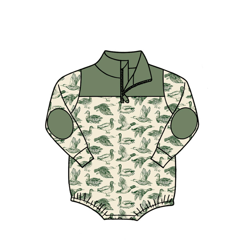4.27 LR3050 Green Duck Baby Boys Sweatshirt Zipper Romper Preorder