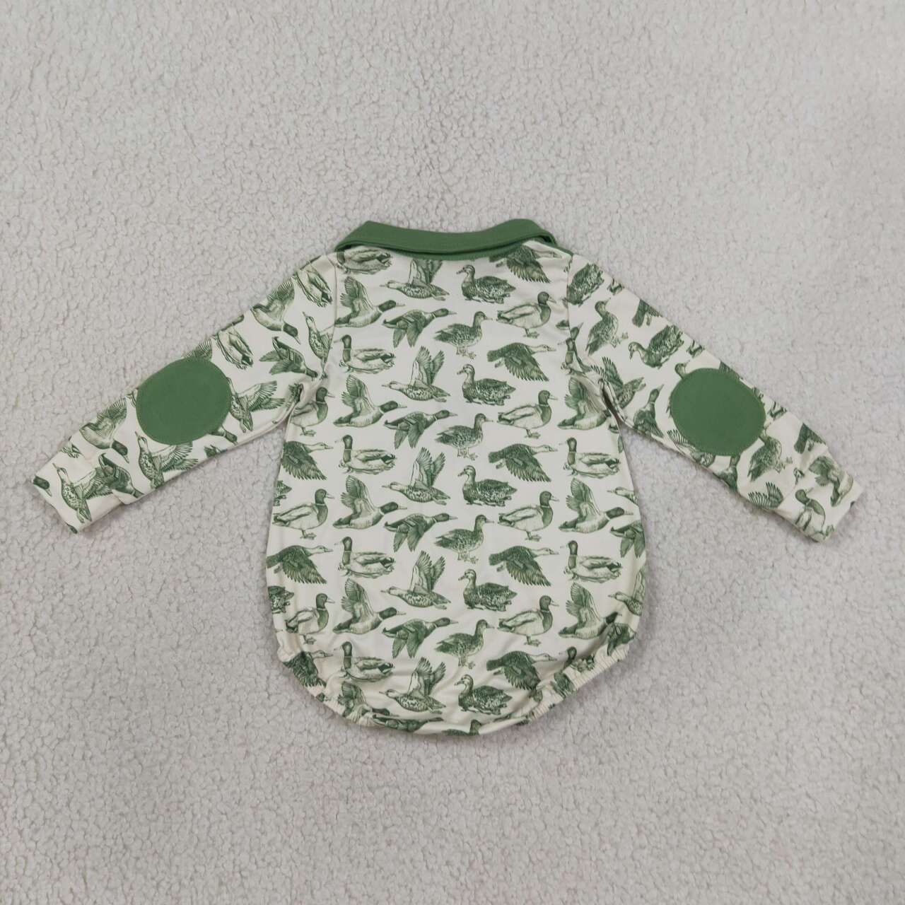 Sibling  Baby Boys Mallard Duck Long Sleeve Zipper Bubble Romper