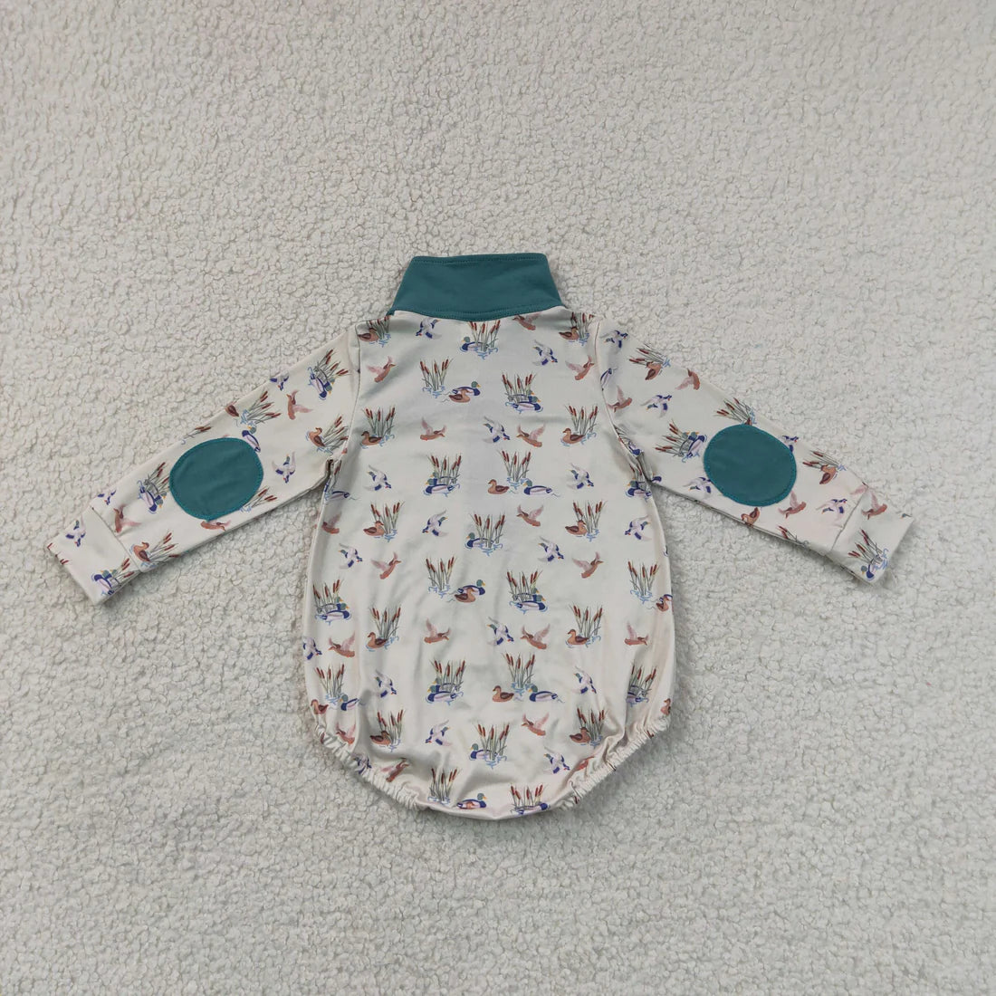 Baby Boys Long Sleeve Ducks Plaid Hunting Zip Rompers