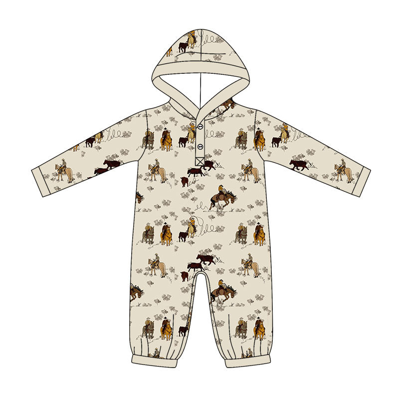 5.11 LR3074 Preorder Cowboys Print Baby Baby Hoodie Romper