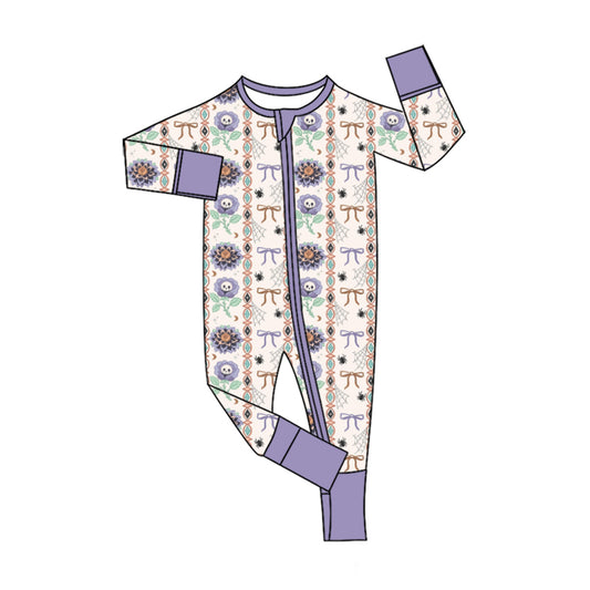 5.20 Baby Pink Halloween Rose & Ghost Zip Romper Preorder