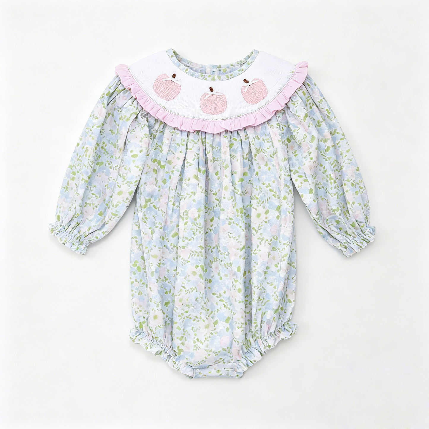 6.18 Preorder LR3100 Pumpkin Flowers Print Baby Girls Fall Romper