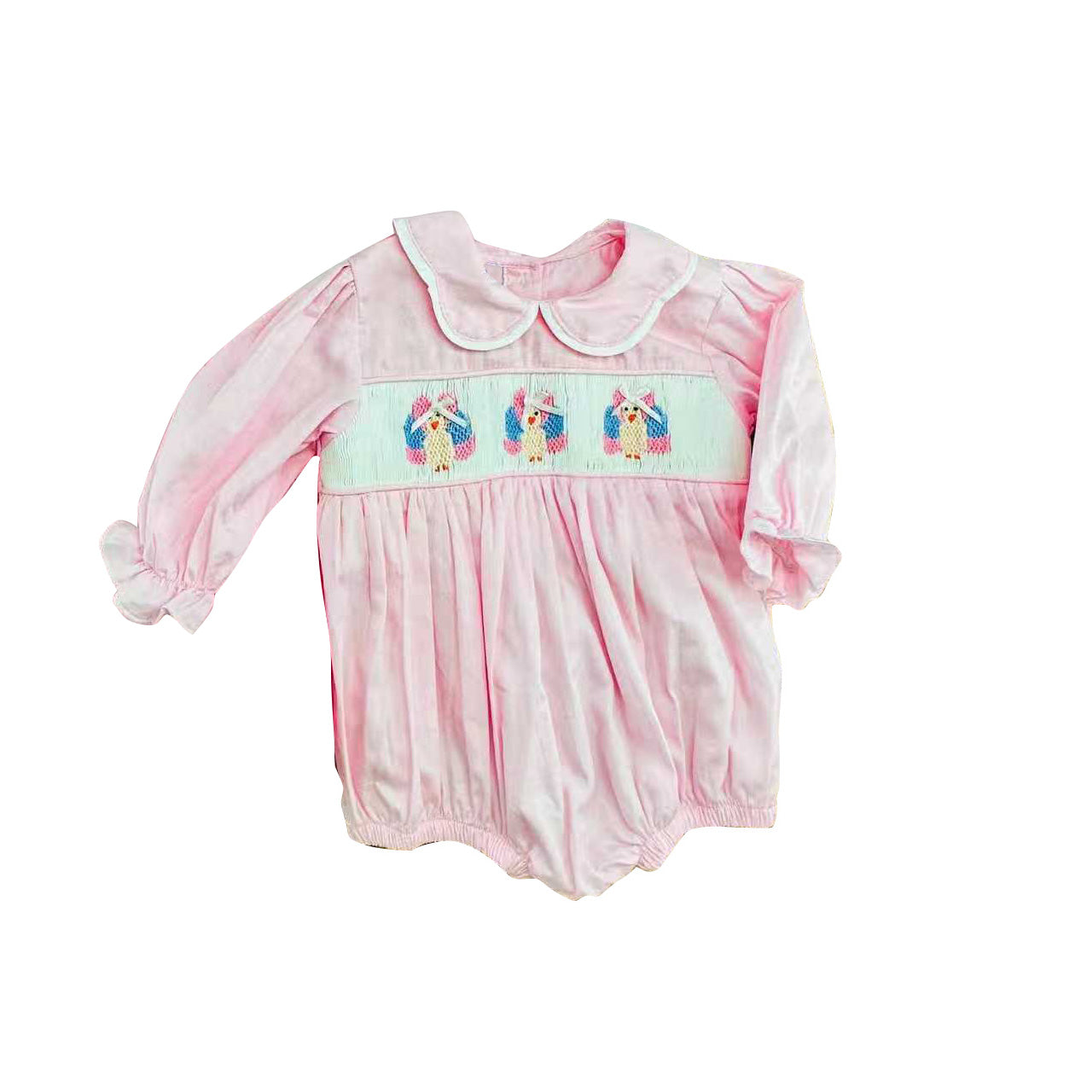 6.18 Preorder LR3102 Turkey Pink Print Baby Girls Thanksgiving Romper