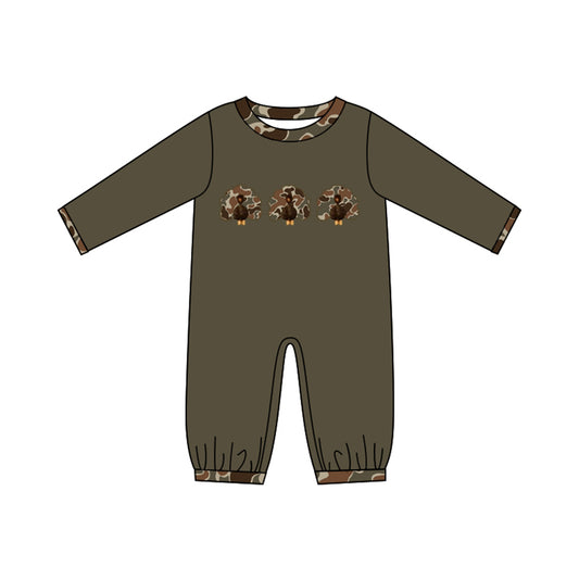 LR3108  Preorder Baby Boys Thanksgiving Camo Turkey Romper