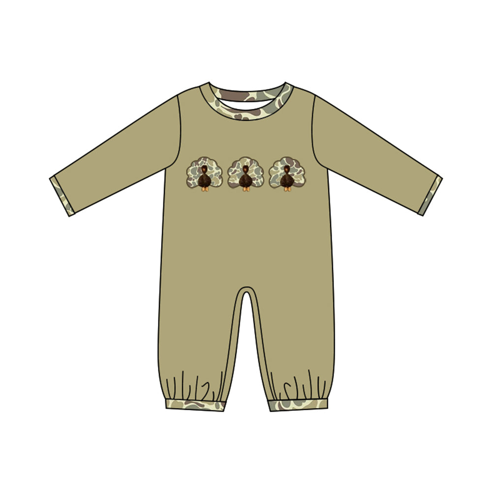 5.29   Preorder Baby Boys Thankgiving Green Camo Turkey Romper