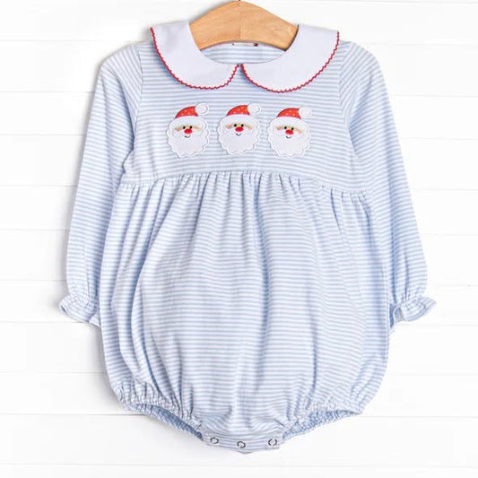 6.29 Preorder Baby Girls Christmas Santa Long Sleeve Bubble Romper