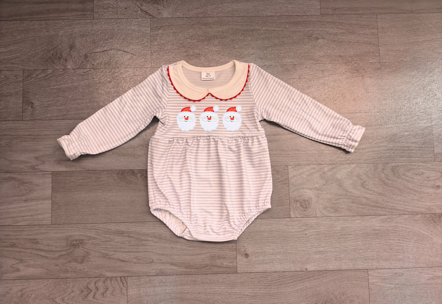 6.29 Preorder Baby Girls Christmas Santa Long Sleeve Bubble Romper