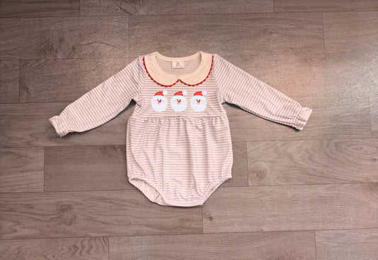 6.29 Preorder Baby Girls Christmas Santa Long Sleeve Bubble Romper