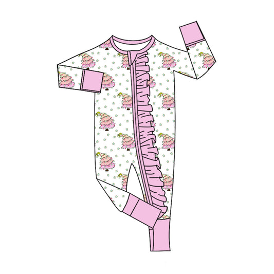 7.18 Preorder Christmas Tree  Long Sleeve Zipper Romper