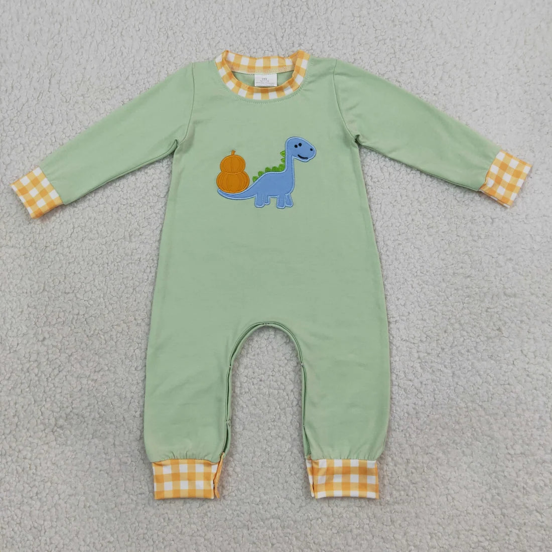 Sibling Baby Boys Fall Embroidery Pumpkin Turkey Long Sleeve Romper
