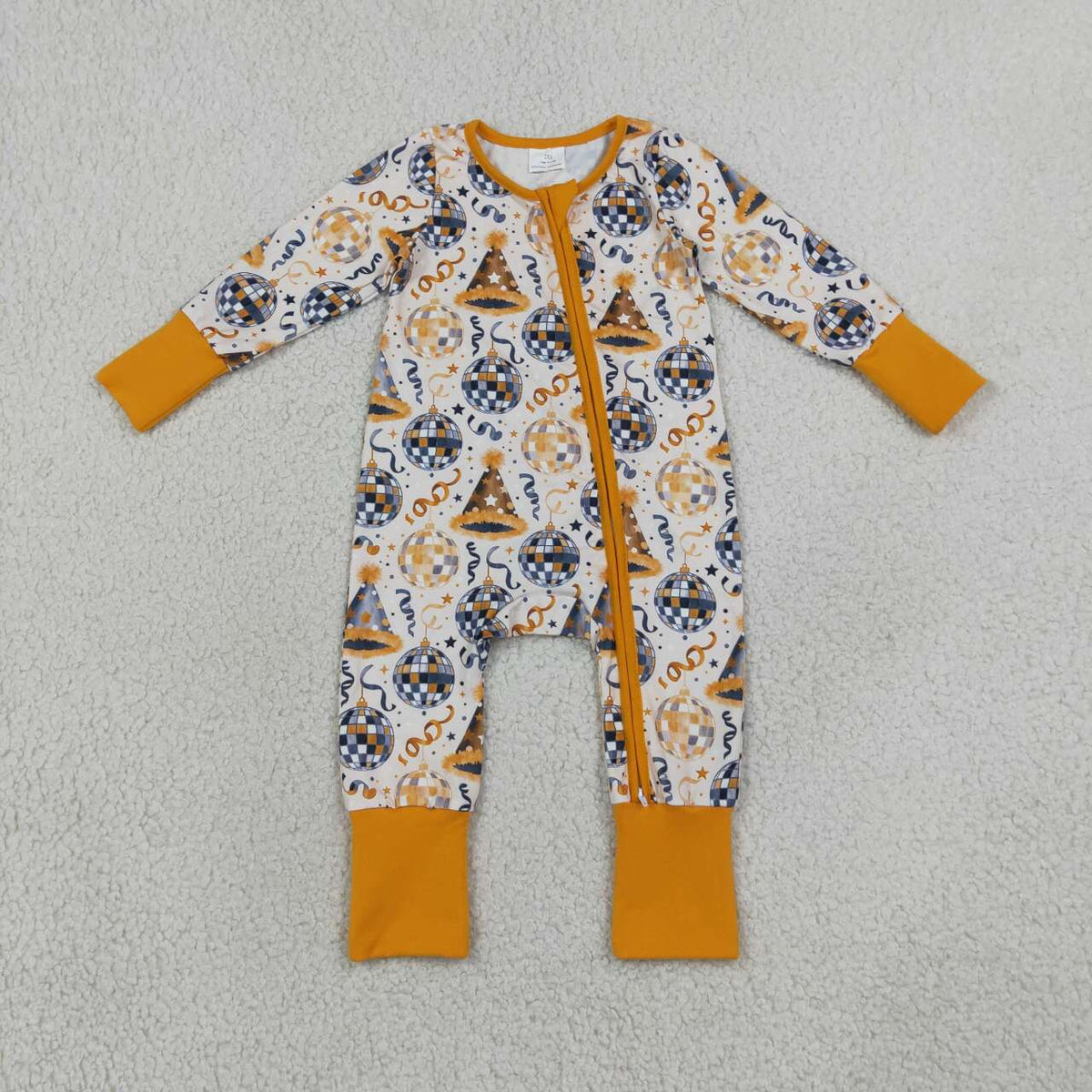 Baby Boys Happy New Year Long Sleeve Zipper Romper