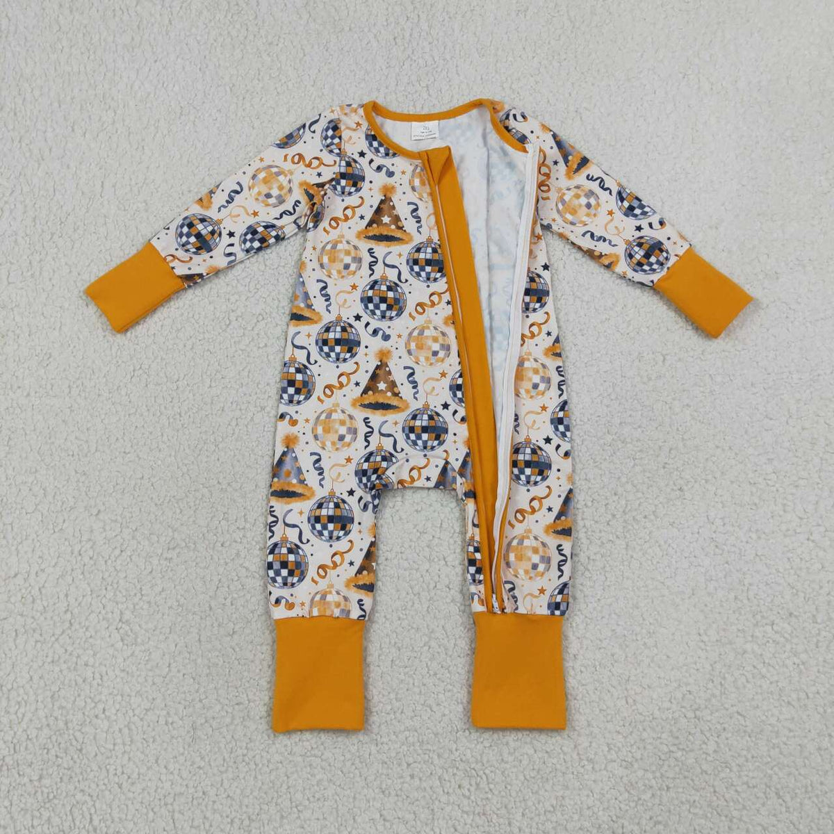 Baby Boys Happy New Year Long Sleeve Zipper Romper