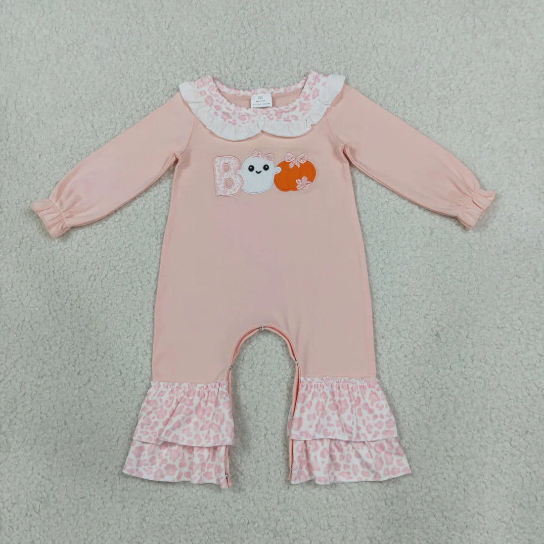 Sibling Baby Girls Holiday Embroidery Turkey Pumpkin Fall Long Sleeve Pants Romper