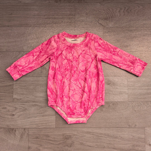8.6 LR3224 Preorder Pink Branch Print Baby Girls Long Sleeve Romper