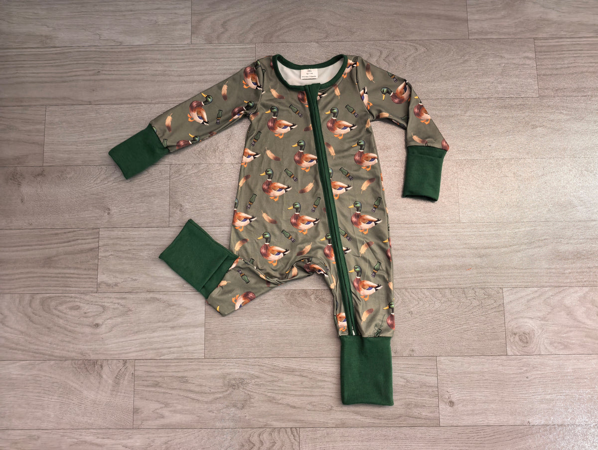 8.6  Preorder Baby Boys Mallard Duck Long Sleeve Zipper Romper