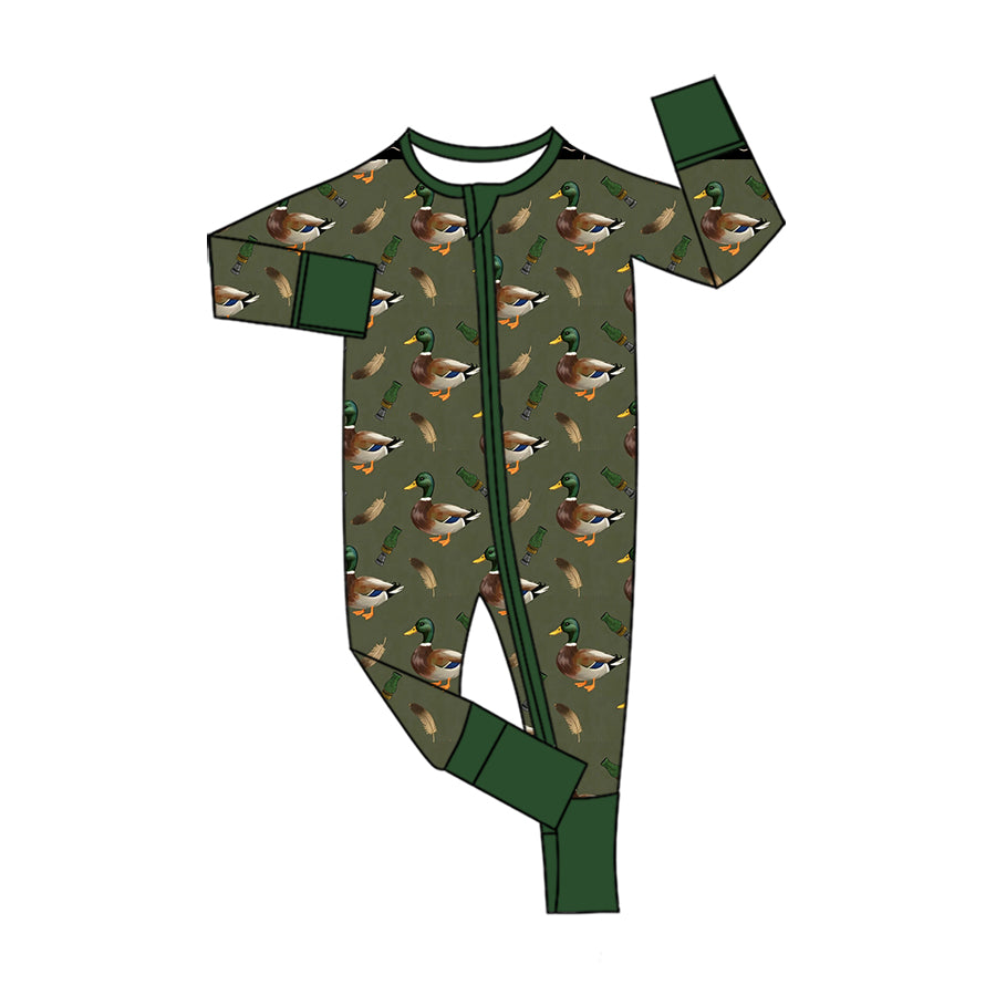 8.7 LR3231 Preorder Duck Call Baby Boys Long Sleeve Zipper Sleeper Romper