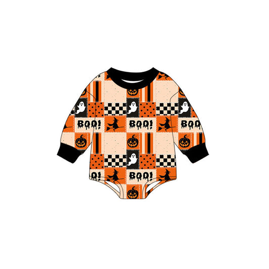 8.6  Preorder Baby Boys Halloween Boo Long Sleeve Bubbble Romper