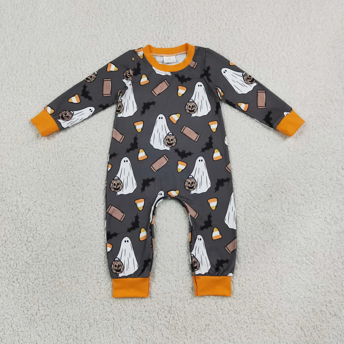 Sibling Baby Boys Halloween Long Sleeve Outfit Hoodie and Romper