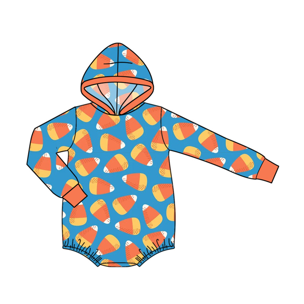 8.6  Preorder Baby Boys Candy Corn Long Sleeve Hoodie Romper