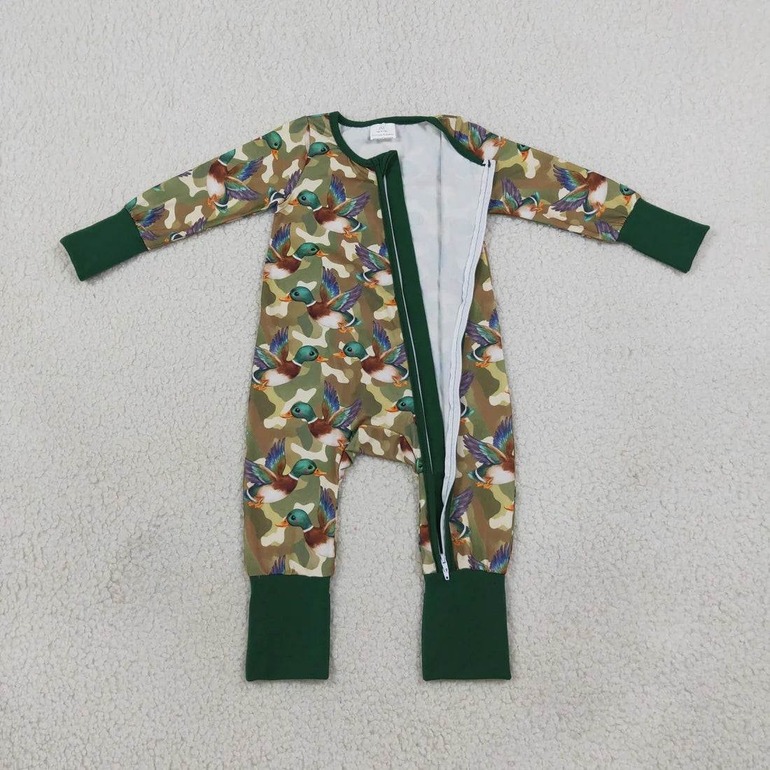 Sibling Baby Boys Hunting Camo Duck Pajama Set Zipper Romper Blanket