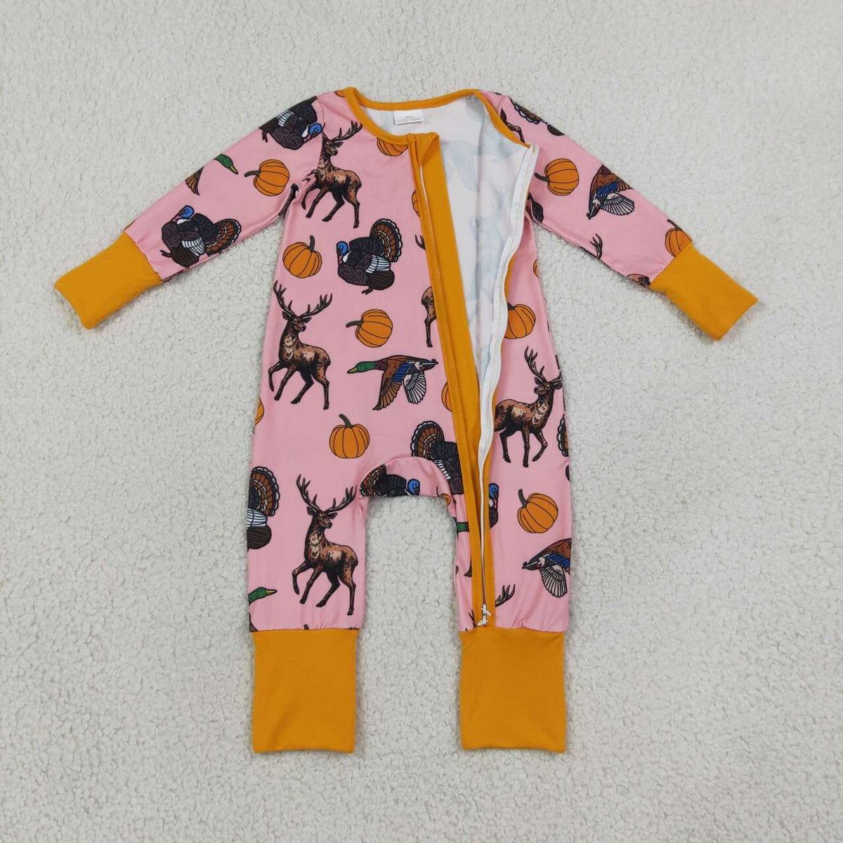 Sibling Baby Girls Hunting  Deer Duck Pumpkin Pajama Set Romper Blanket
