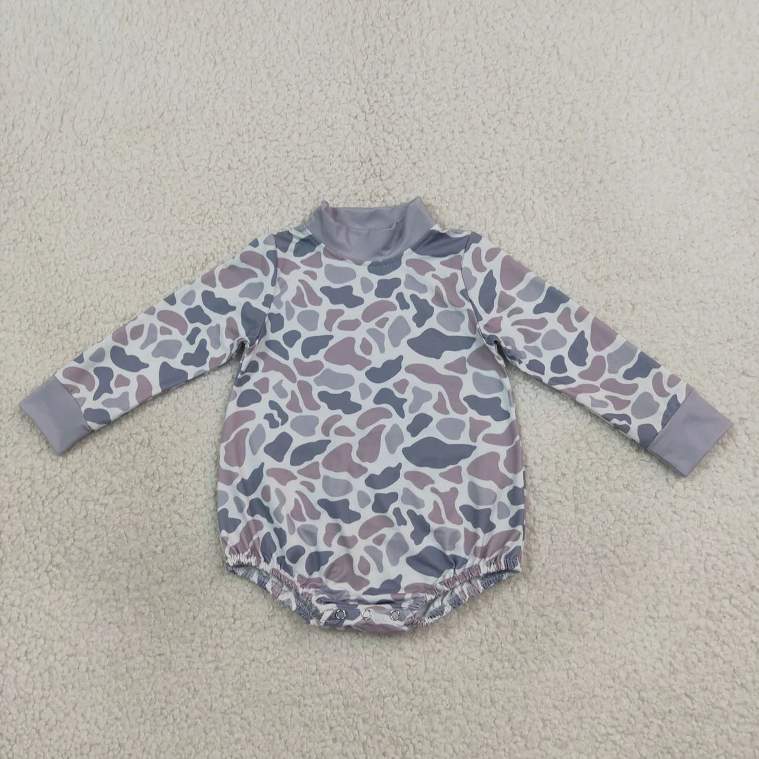 Mama and Me Long Sleeve Grey Camo Choker Top and Romper