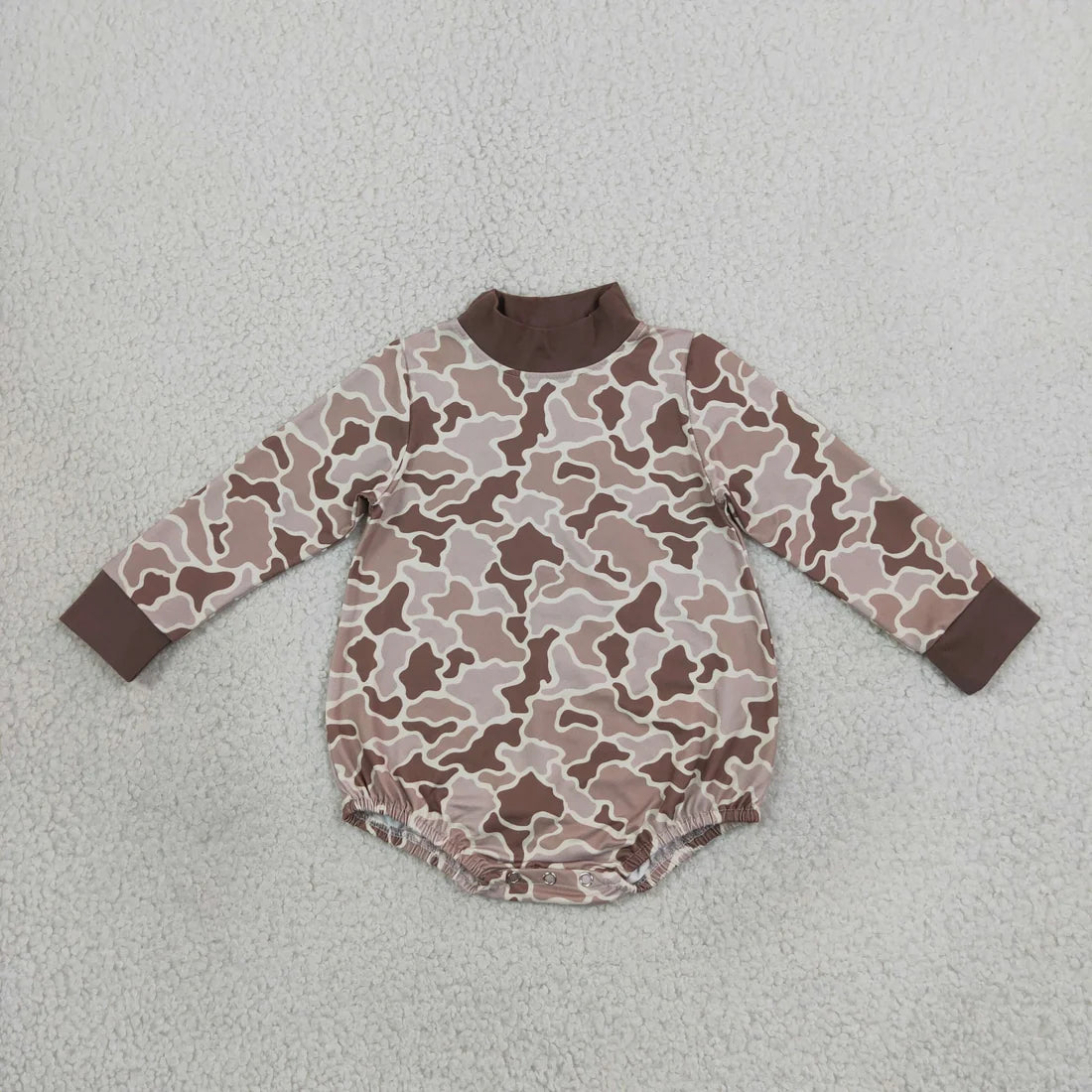 Sibling  Bayb BOys Girls Long Sl eeve Camo Mock Neck Long Sleeve Romper