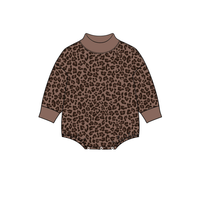 8.11   Preorder Baby Boys Leopard Long Sleeve Bubble Romper