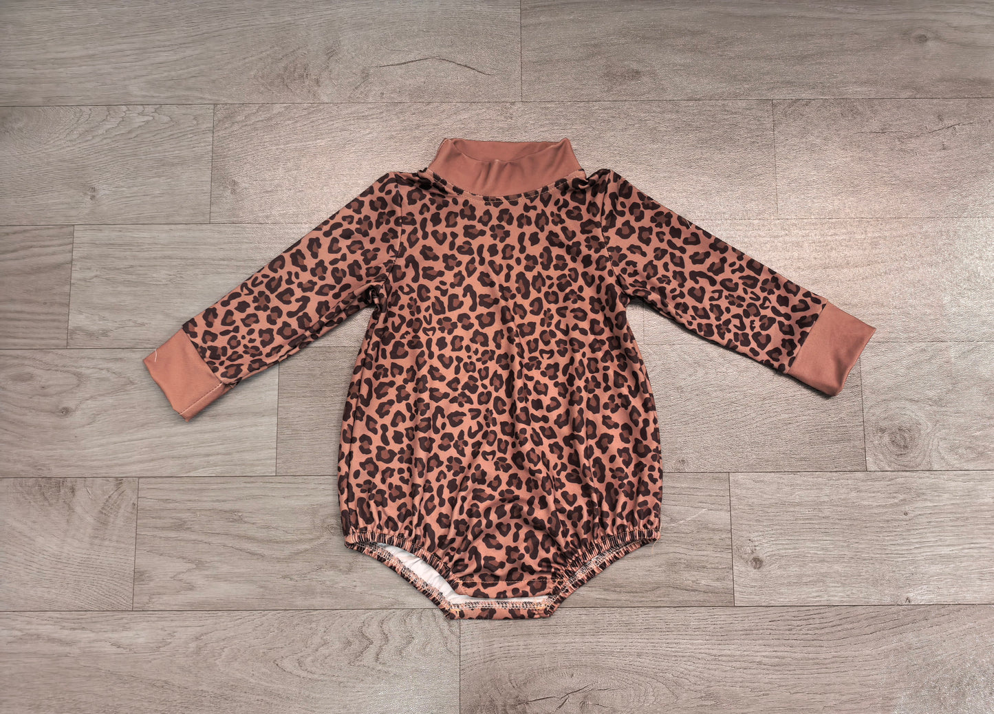 8.11   Preorder Baby Boys Leopard Long Sleeve Bubble Romper