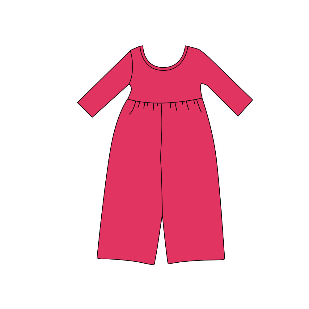 8.13 Preorder Kids Girls Hot Pink Long Sleeve Elastic Waist Wide Leg JumpsuitLavender