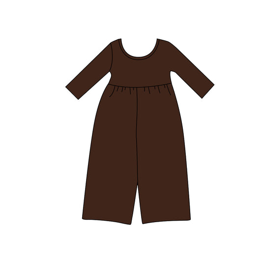 8.13 Preorder Kids Girls Black Long Sleeve Elastic Waist Wide Leg Jumpsuit