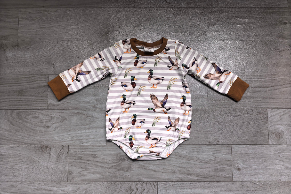 9.11 LR3336 Preorder Baby Boys Mallard Duck Long Sleeve Romper