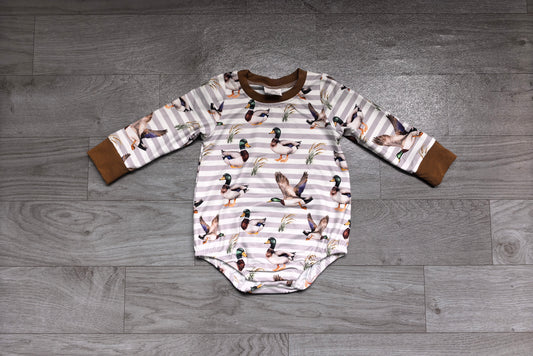9.11 LR3336 Preorder Baby Boys Mallard Duck Long Sleeve Romper