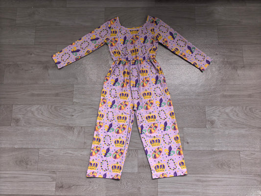 9.14 LR3339 Preorder Donut Anchor Print Girls Mardi Gras Straight Jumpsuits